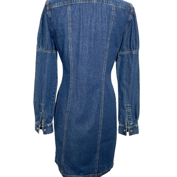 Vintage Ralph Ralph Lauren Blue Label Denim Dress Puff Shoulders Front Snaps 4 - Picture 7 of 16